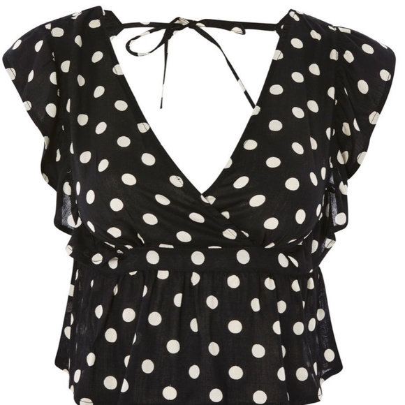 Topshop Tops - Top shop black and white polka dot top